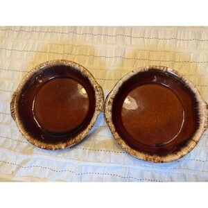 Vintage Hull Oven Proof USA Mirror Brown Drip Glaze Cereal Bowls Set of 2 MCM